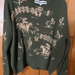Rodeo Quincy Olive Western Crewneck Sweater